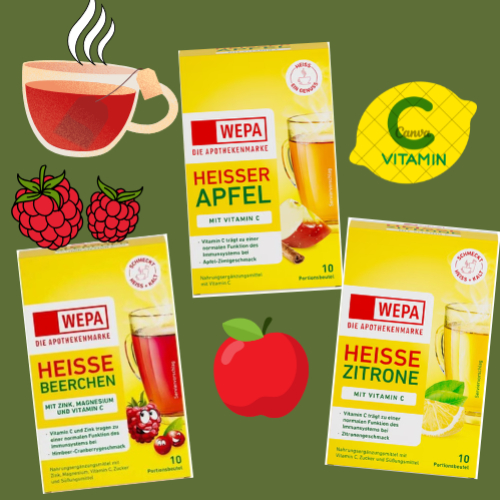 WEPA heiße Zitrone+Vit.C+Calcium zuckerfrei Pulver